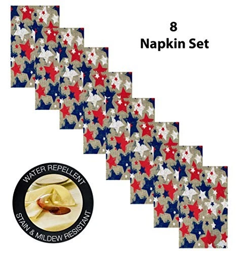 Square Fabric Napkins, Set of 8 Napkins, 17" x 17" (Set of 8) Burlap Stars - Image 2 of 4