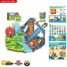Dino Adventure 154PCS Magnetic Building Blocks - Explore Mine & Forest Realms