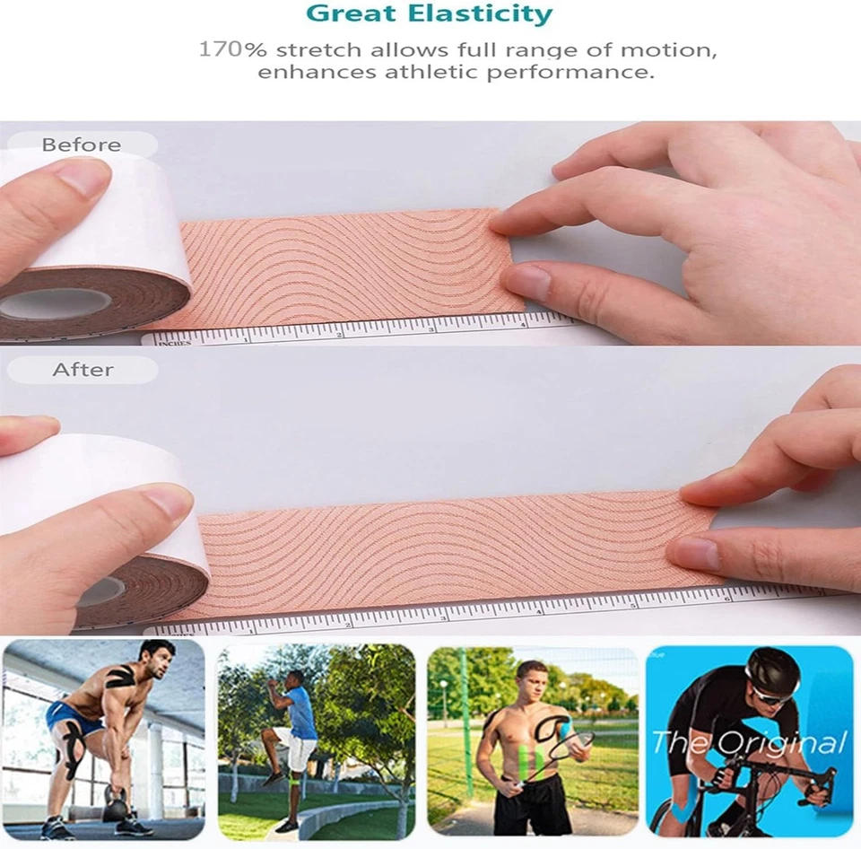 Cinta de kinesiología 40/80 piezas cinta KT precortada para soporte articular atlético y dolor muscular Foto 4 de 4