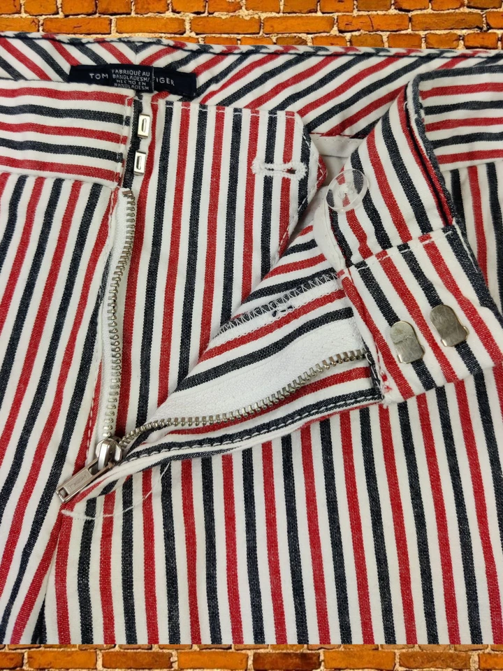 TOMMY HILFIGER STRIPED SHORTS UK 12 US 8 NAVY RED WHITE SLASH POCKET SUMMER WMS - Image 3 of 4