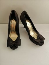 Ladies Debut Brown Peep Toe Stilettos 3.5" High Heels w/ Bow - UK6 EUR39