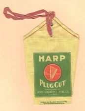1940s HARP PLUG CUT TOBACCO CLOTH BAG JOH WEISERT ST LOUIS UNUSED NOS