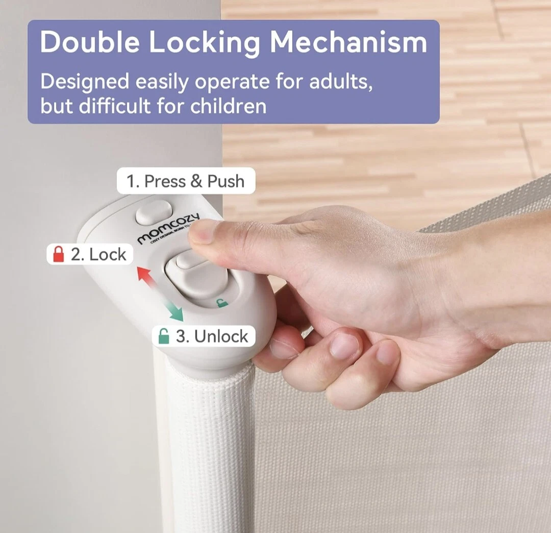 Momcozy Retractable Baby Gate, 33" Tall, Extends up to 55" Wide, Child Safety...