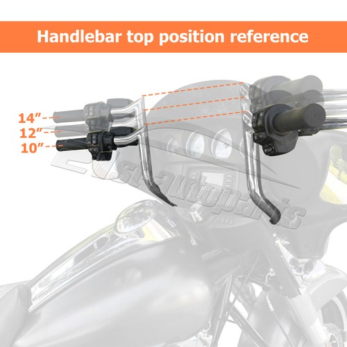 10" Meathook Ape Hanger Handlebar for Harley Touring Electra Glide Street Glide - Picture 8 of 12