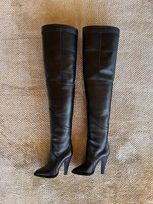 Saint Laurent Black Over The Knee Thigh High Boots IT37