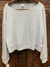 New Jenni by Jennifer Moore Women Waffle Knit Pajama Top, Grey Heather, Medium