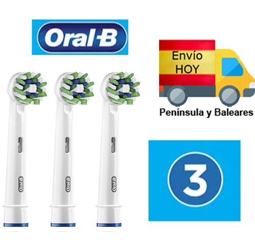 RECAMBIO CEPILLO DIENTES LOTE 3 CABEZALES ORAL-B Crossaction ORIGINAL ORAL B - Imagen 1 de 4