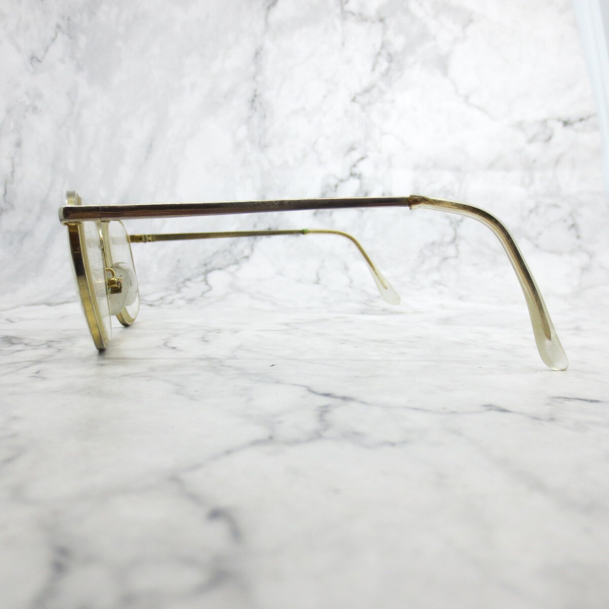 American Optical Safety Eyeglasses Gold Full Rim Round Frame  display picture 1