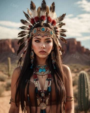 Fantasy Native American Curvy Girl Model Photo Risque 8x10 Art Print C6712