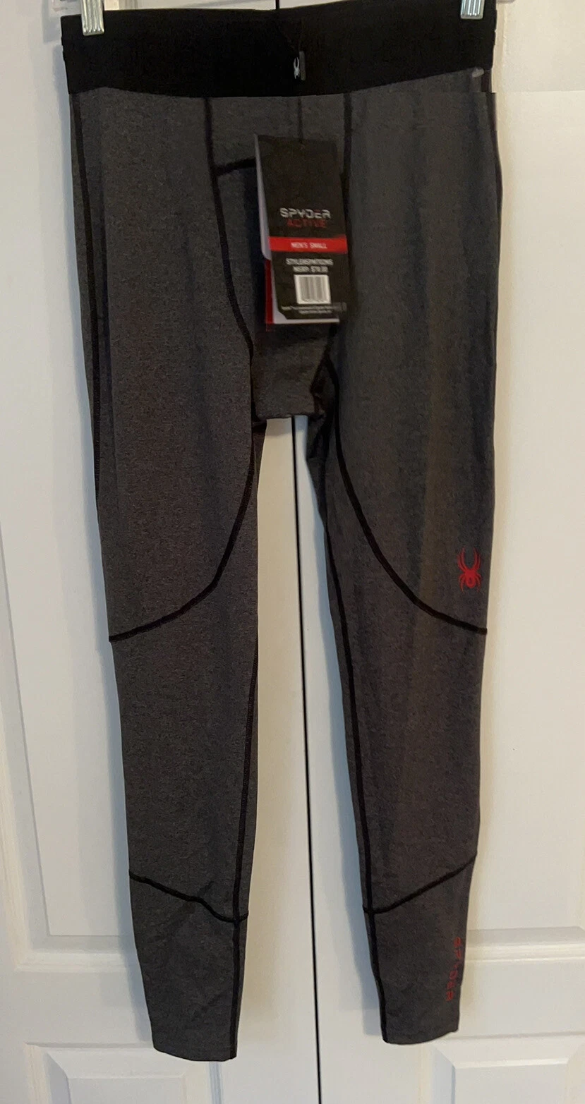 New $78 Spyder Active ProWeb Mens Small grey Base Layer Leggings Pants sports X2