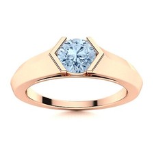 Sterling Silver Round Natural Aquamarine Birthday Solitaire Daughter Ring US 7