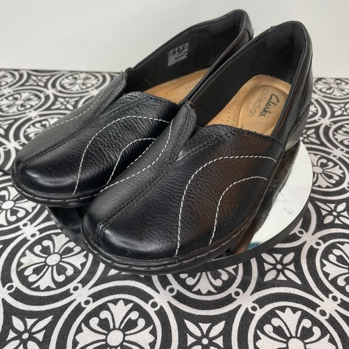 Clarks Cora Meadow black leather slip on loafer 5M NWOB - Picture 4 of 8