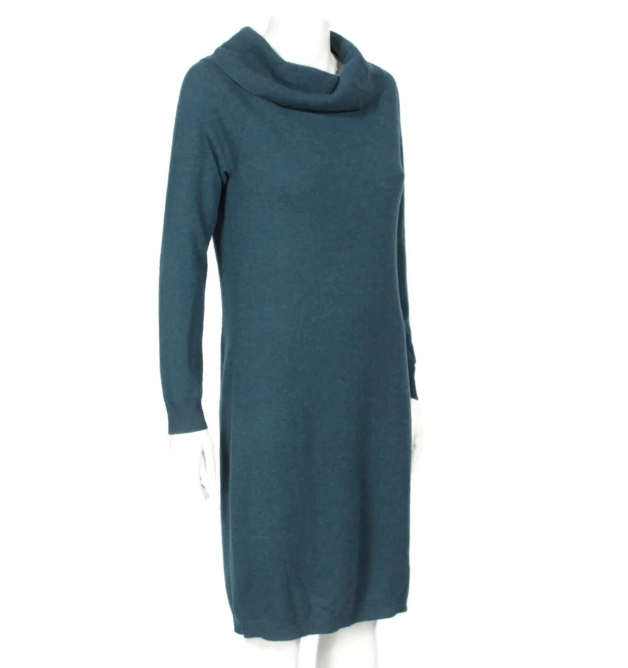 Vestido suéter Magaschoni 100 % cachemir para mujer verde azulado capucha cuello talla mediana/191 Foto 4 de 4