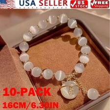 10Pc Lucky Moonstone Beads Cat Bracelet Attracting Wealth Women Jewelry Gift HOT