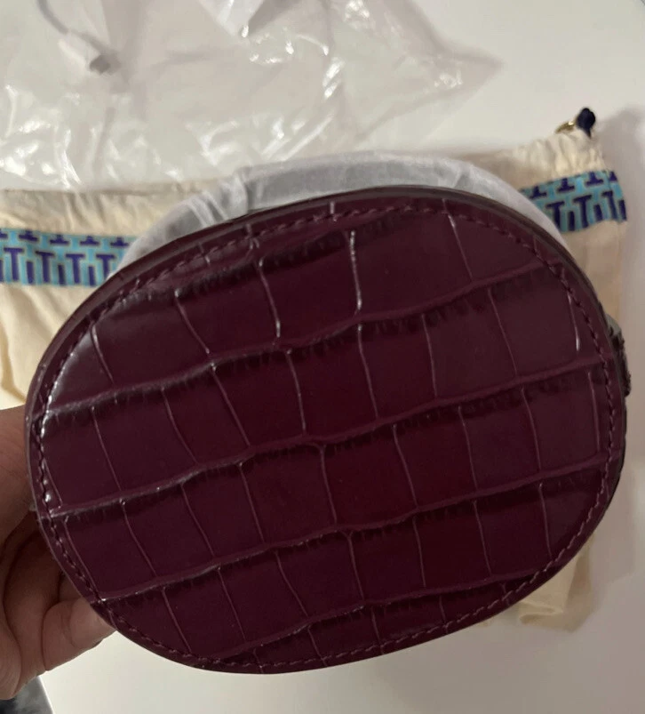 TORY BURCH MINI BORSA A SECCHIO CINIGLIA CINIGLIA MONOGRAMMA NUOVA CON ETICHETTE
