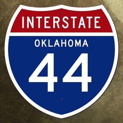 Oklahoma interstate 44 Tulsa US-66 highway route marker 1957 road sign 24x24