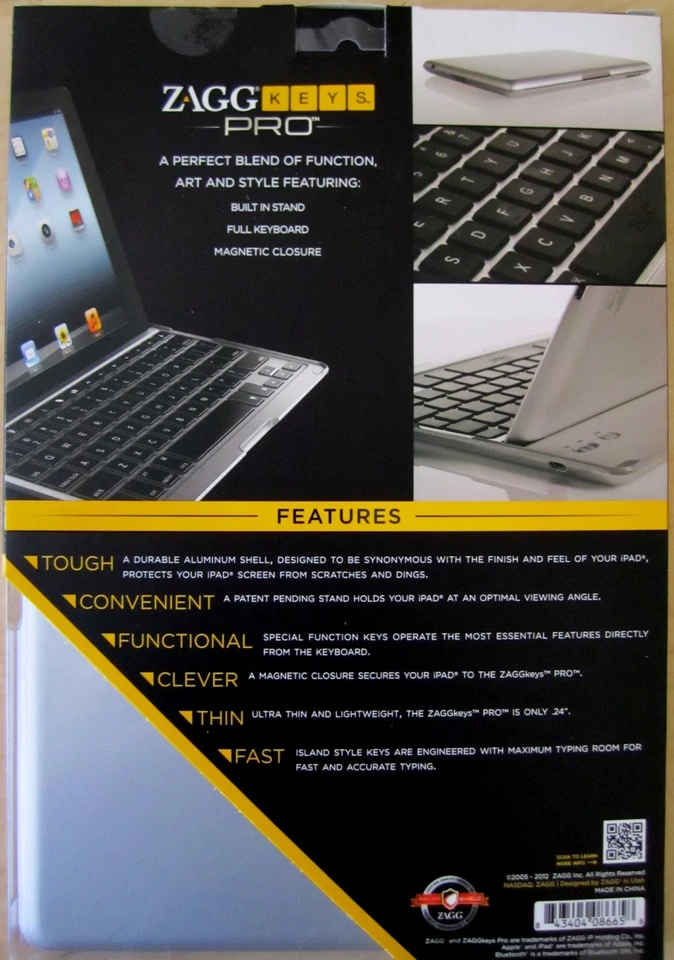 ZAGG Keys PRO Bluetooth Keyboard for iPad 2/3/4 Aluminum w/o Backlight *NIB - Image 3 of 4