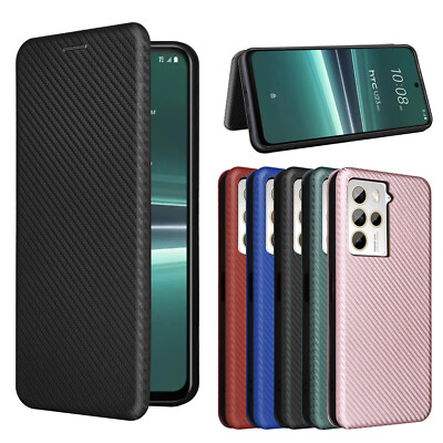 For HTC U24 Pro / U23 Pro Luxury Magnetic Carbon Fiber Leather Wallet phone Case