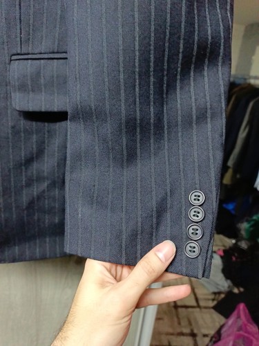 1970s vintage handtailored bespoke all worsted rockabilly disco navy blazer 40R - Picture 5 of 12