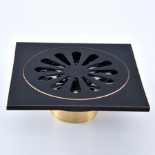 Oil Rubbed Bronze 4" Square Bathroom Floor Drain Waste Grate Shower Drainer