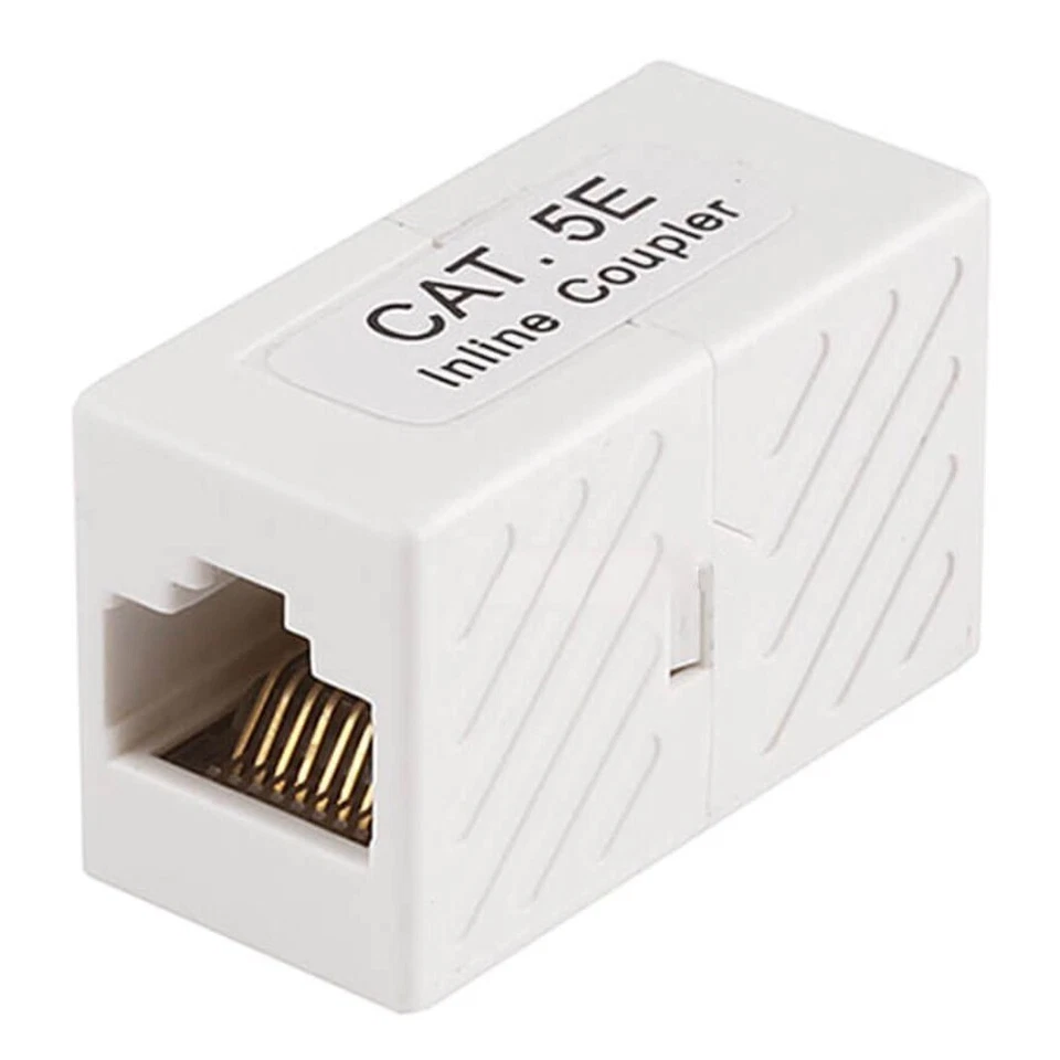 3x RJ45 Cat5e Inline Coupler Straight Network Cable Joiner Extender Cat 5e White - Image 2 of 3