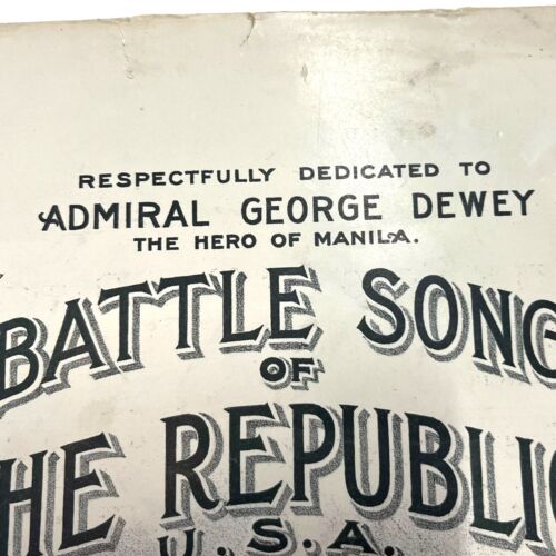 Spartito Spartito Spagnolo Americano Guerra Battaglia Canzone della Repubblica Antico Originale - Foto 8 di 15