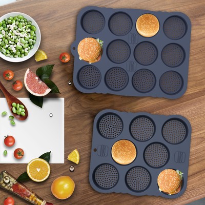 Hamburger Bun Pan 8/12 Cavity Reusable Non Stick Hamburger Bun Molds   