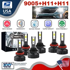 MGI 9005+H11+H11 LED Headlight Bulbs Kit 20000LM High Low Beam Fog Bulbs White