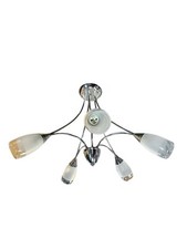 Image of Ceiling Light Semi Flush 5 Arm With Glass Shades - Chrome