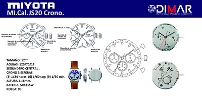MIYOTA CAL. JS20 Movement, Chronograph