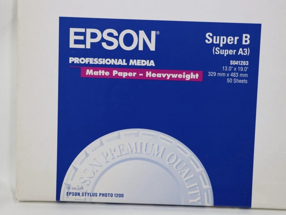 Epson S041263 Glossy Photo Paper, 52 lbs., Matte, 13 x 19 (Pack of 50) NEW - Image 2 of 4