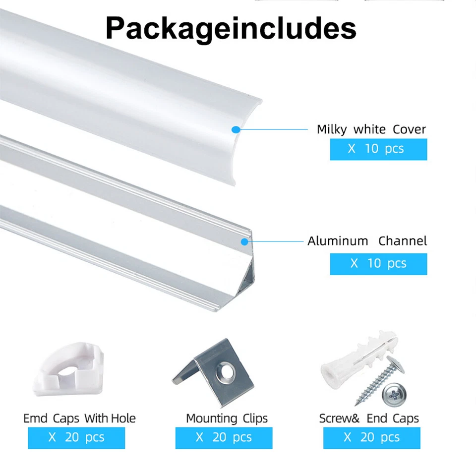 10m LED Profil Aluprofil Alu Schiene Leiste Profile für LED-Streifen Eloxiert - Bild 3 von 4
