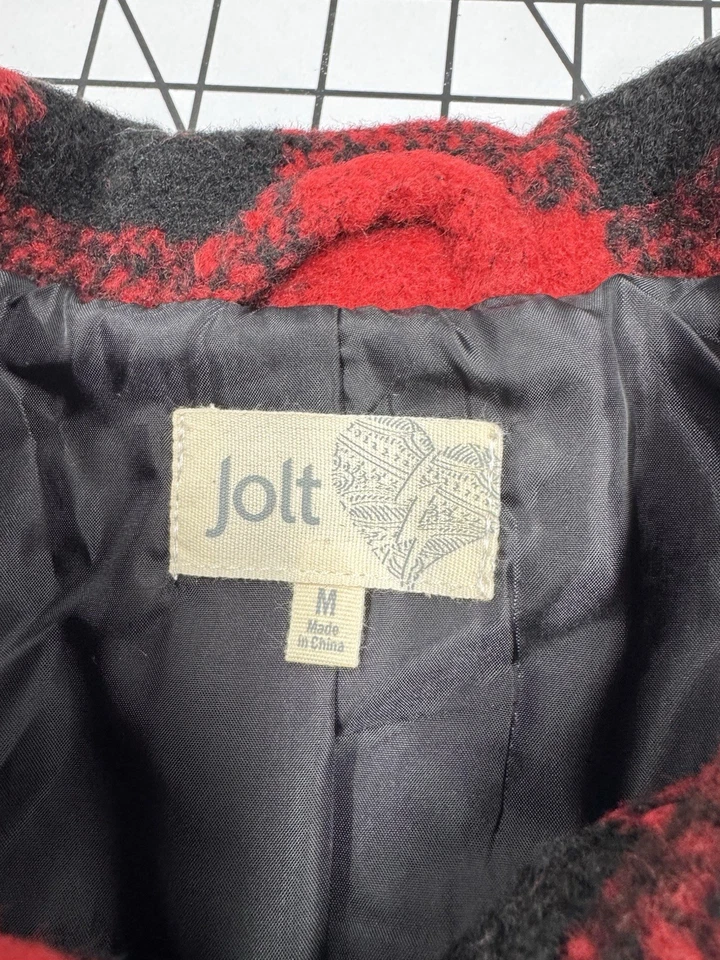 Jolt Women's Checkered Print Trucker Jacket - Red Black - Medium - New - Image 4 of 4