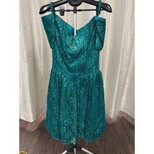 Vtg 80s Gunne Sax Jessica McClintock Teal Lace Prom Dress Size 11/12