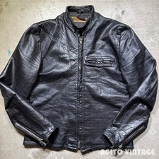 60's HARLEY DAVIDSON Leather Single Riders Jacket White Tag Front Used NE51-0