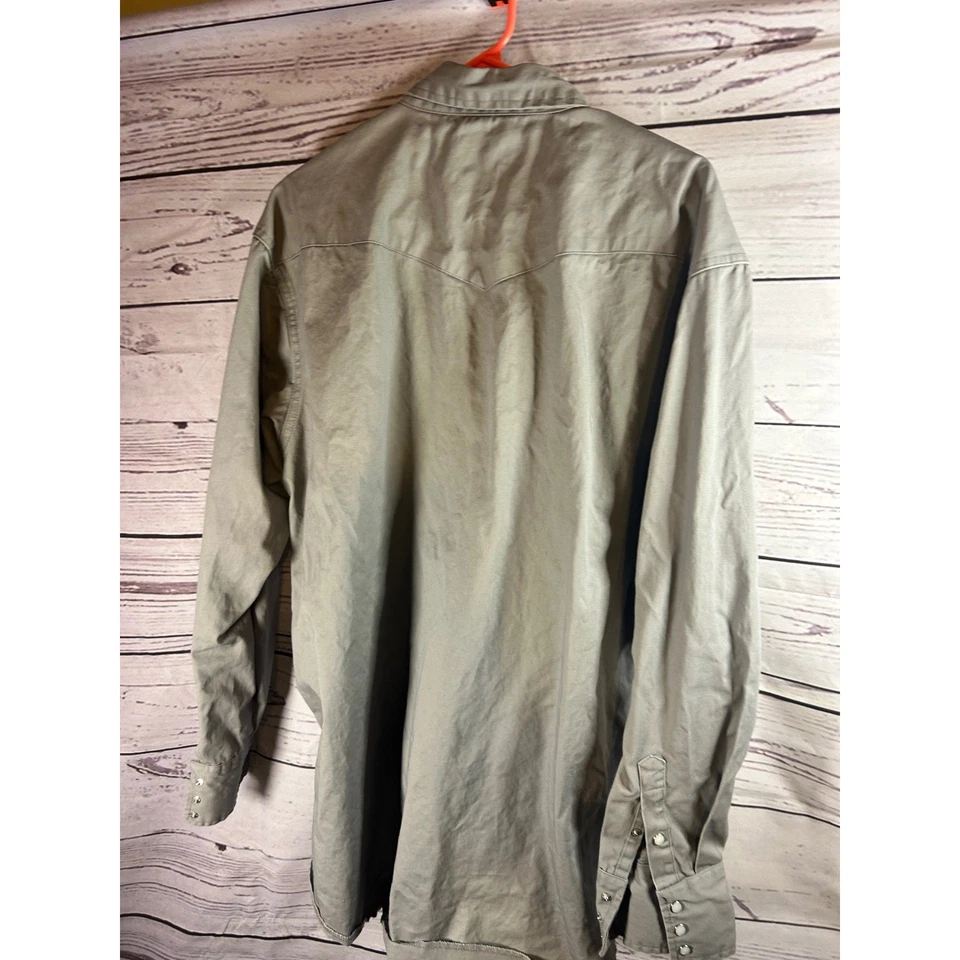Camisa Wrangler Western Manga Larga Perla Bolsillos Frontales a Presión Gris 2XL Foto 3 de 4