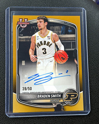 BOWMAN 2025-26 BOWMAN BRADEN SMITH AUTO GOLD /50 #PA-BR PURDUE