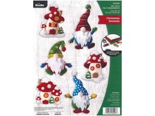 Gnomes, Felt Applique Christmas Ornaments, Set of 6, 89298E