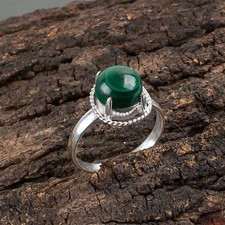 Malachite Gemstone 925 Sterling Silver Ring Handmade Jewelry Gift For Women