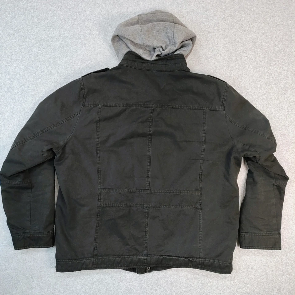 Levi’s Faded Black 2 Zip Jacket Men's XL Sherpa Lined Denim Trucker Gray Hoodie - Image 2 of 4