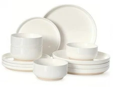 Plates and Bowls Sets, Dinnerware Sets for 4 Pieces Scratch Resistant 12