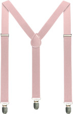Solid Color Mens Suspender with 3 Strong Clips Adjustable Braces