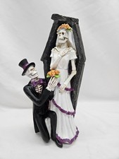 Day Of The Dead Resin Couple Skeleton Bride And Groom Halloween Gothic Decor'