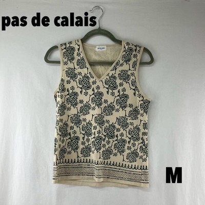 Pas de Calais W0051S Sleeveless Top Cut and Sew Blue Medium Used