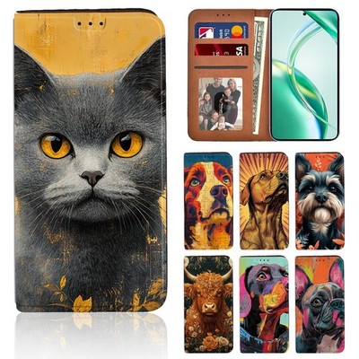 Goldfolie Tier Design Leder Cover Case für Honor 9X/200/400/X5b/X7/X8/X9