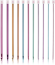 Coopay Long Crochet Hook Set, 11Pcs Tunisian Multicolor Afghan Crochet Needles f