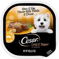 CESAR Adult Wet Dog Food Loaf & Topper in Sauce Ham & Egg Flavor with Potato ...