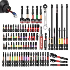 82-Piece Impact Screwdriver Set: Magnetic S2 Steel Phillips, Torx, Hex Bits