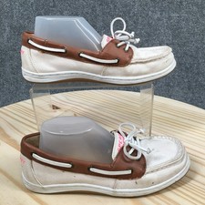 Sperry Top Sider Shoes Youth 3 M Firefish Casual One Eye Boat Flats White Brown