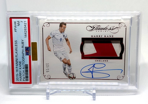 2015-16 Panini Flawless Harry Kane PATCH AUTO /15 PSA MBA Gold #PA-HK MATCH WORN